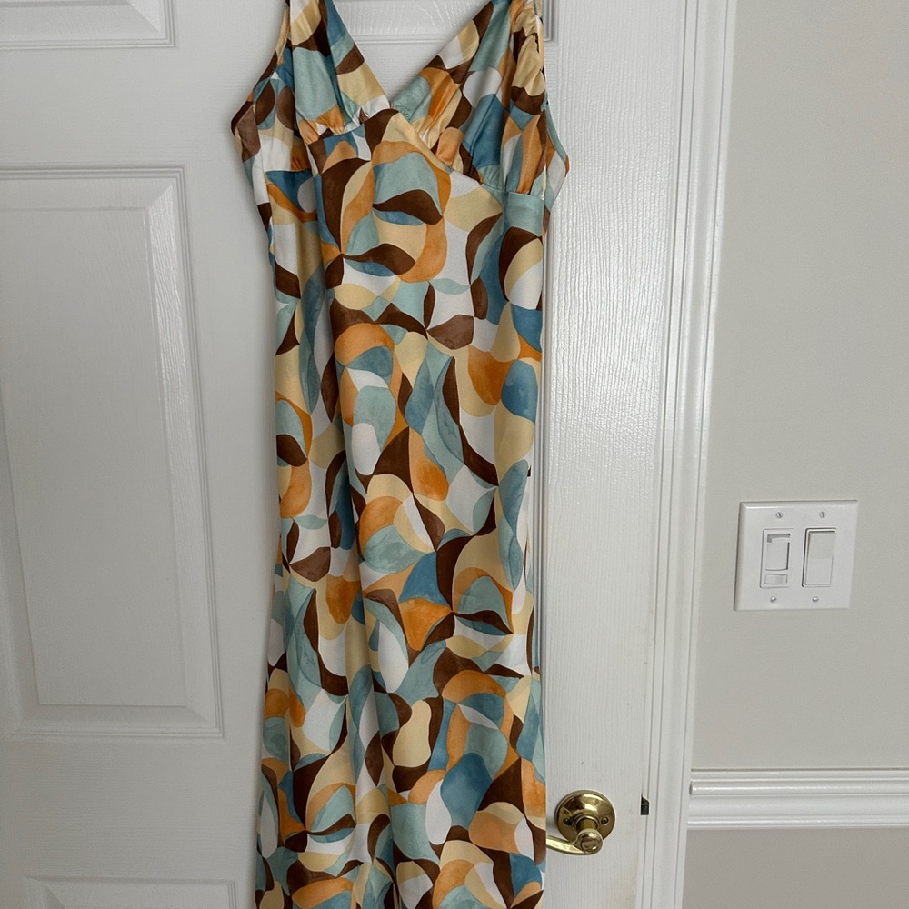 Abercrombie & Fitch Blue Orange Cream Maxi Dress